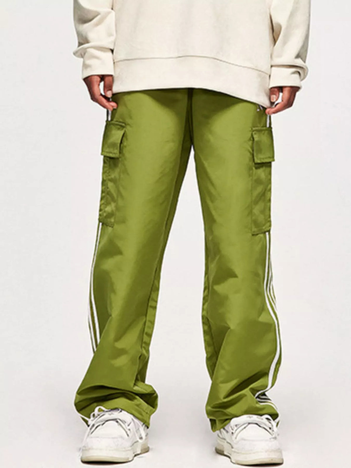 Men's Side Striped Wide Leg Cargo Pants, view 2