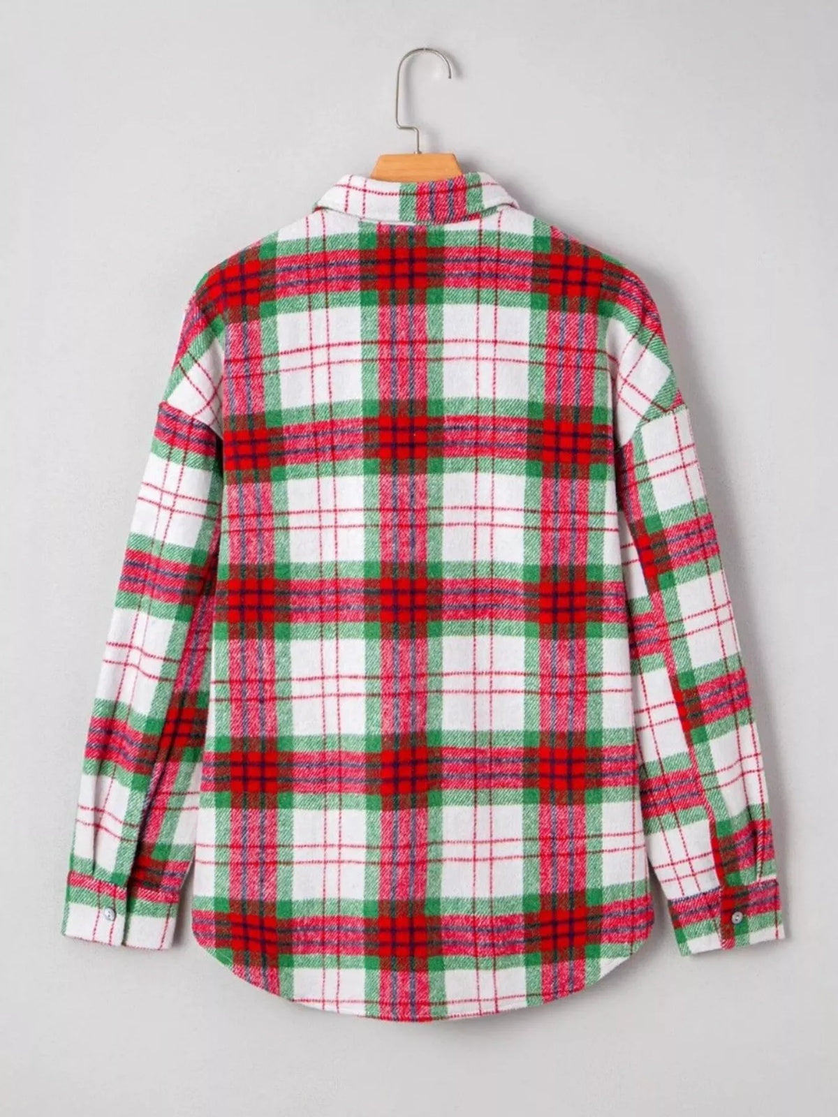 Plaid Button-Down Long Sleeve Shacket, view 3