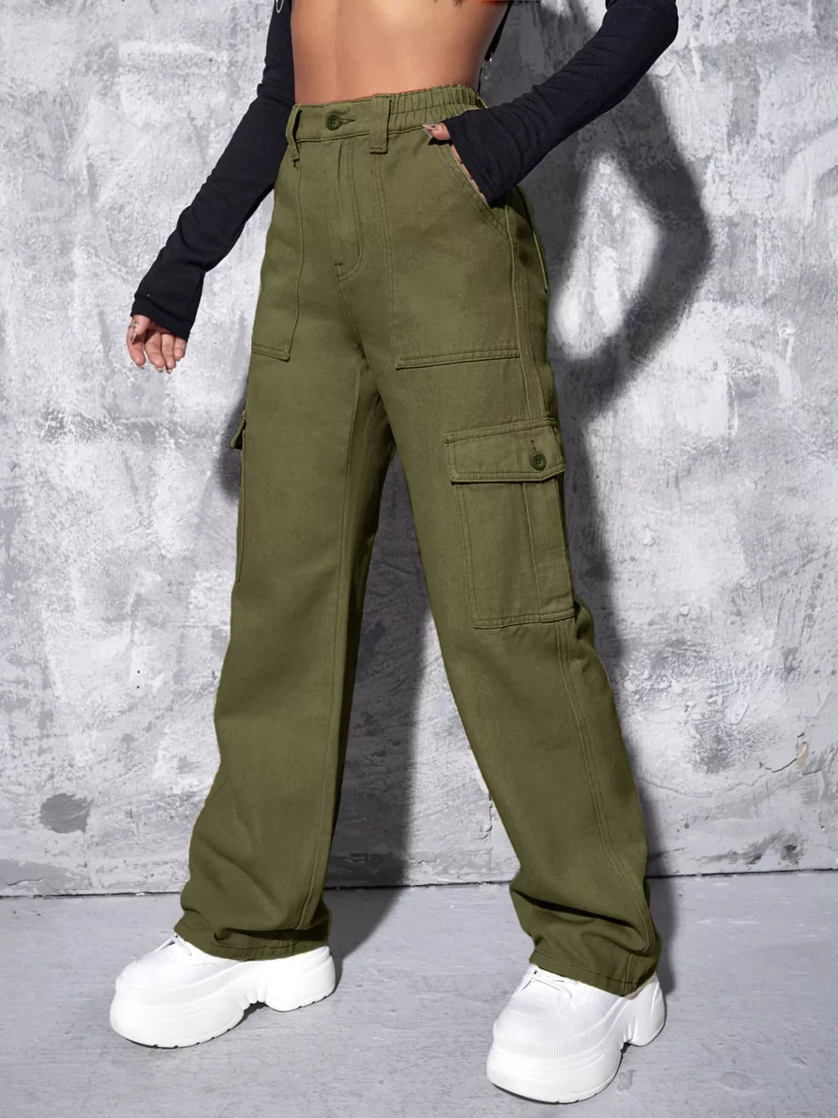 High-Waisted Cargo Jeans - Lilixa.store
