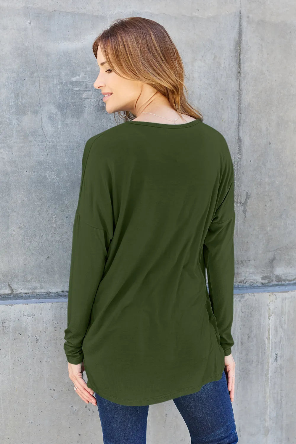 Basic Bae Full Size Round Neck Dropped Shoulder T-Shirt - Lilixa.store