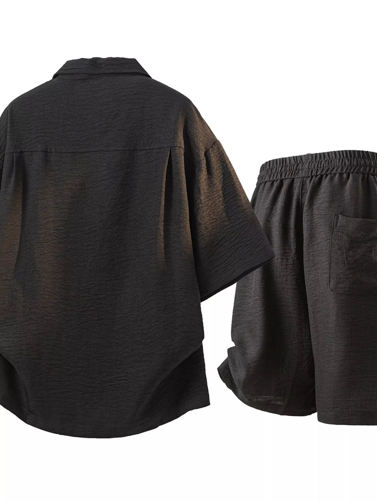 Men's Full Size Button Up Short Sleeve Shirt and Shorts Plus Size - Lilixa.store