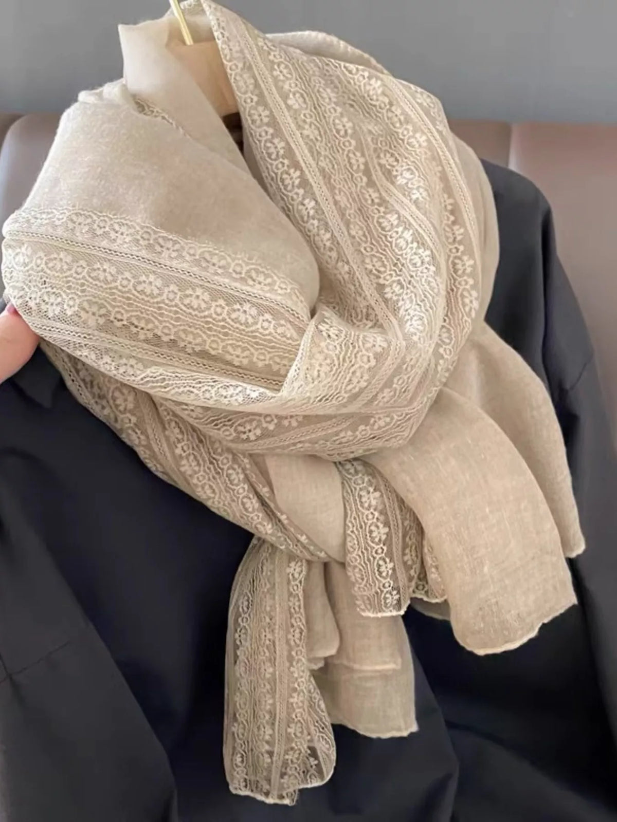 Lace Trim Scarf - Lilixa.store
