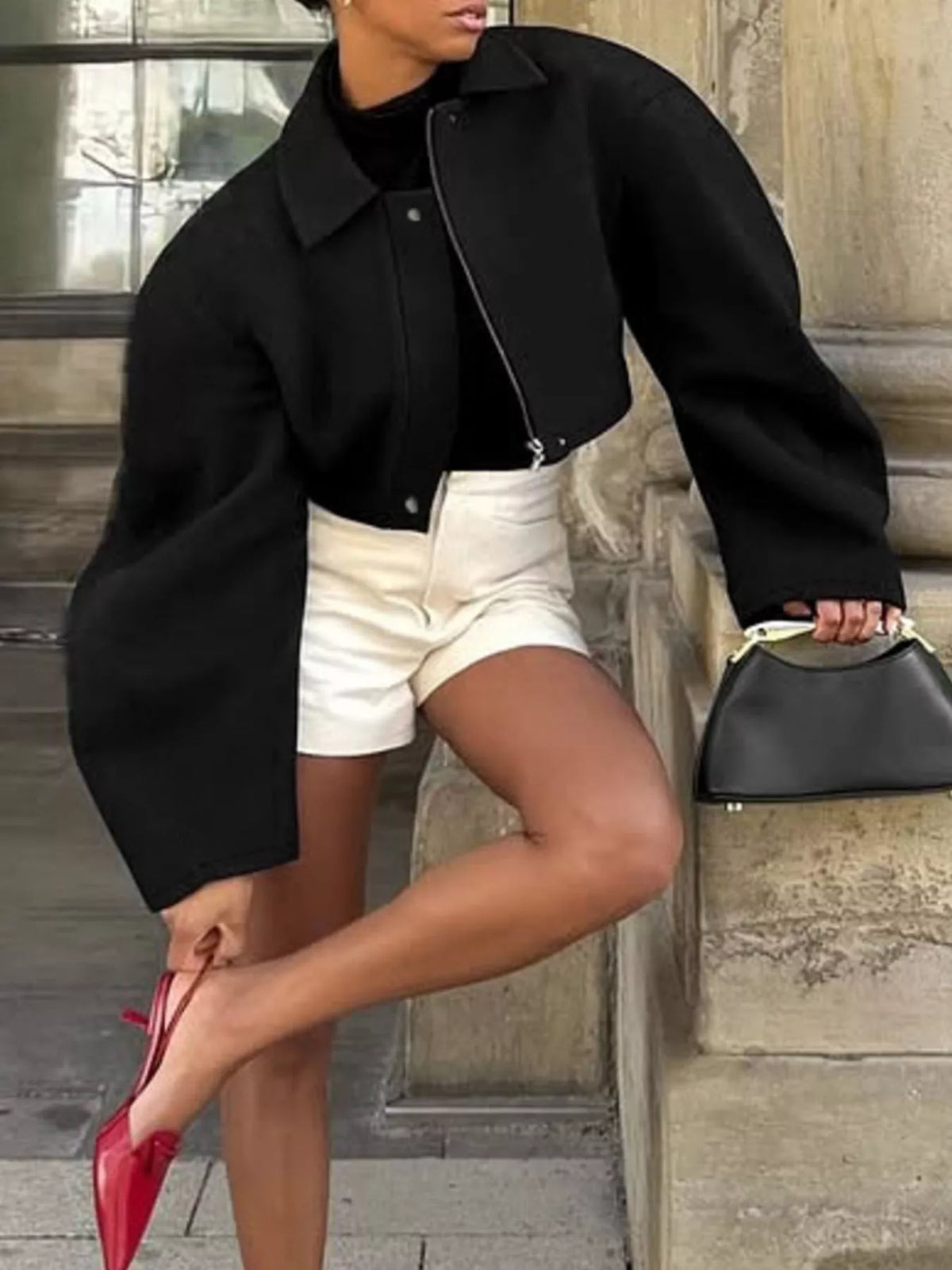 Zip Up Cropped Jacket - Lilixa.store
