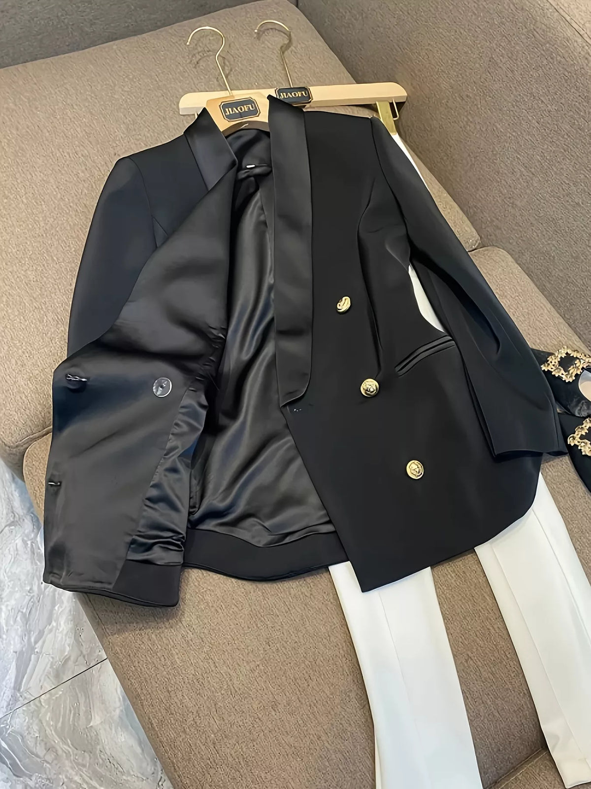 Double-Breasted Slim Fit Blazer - Lilixa.store