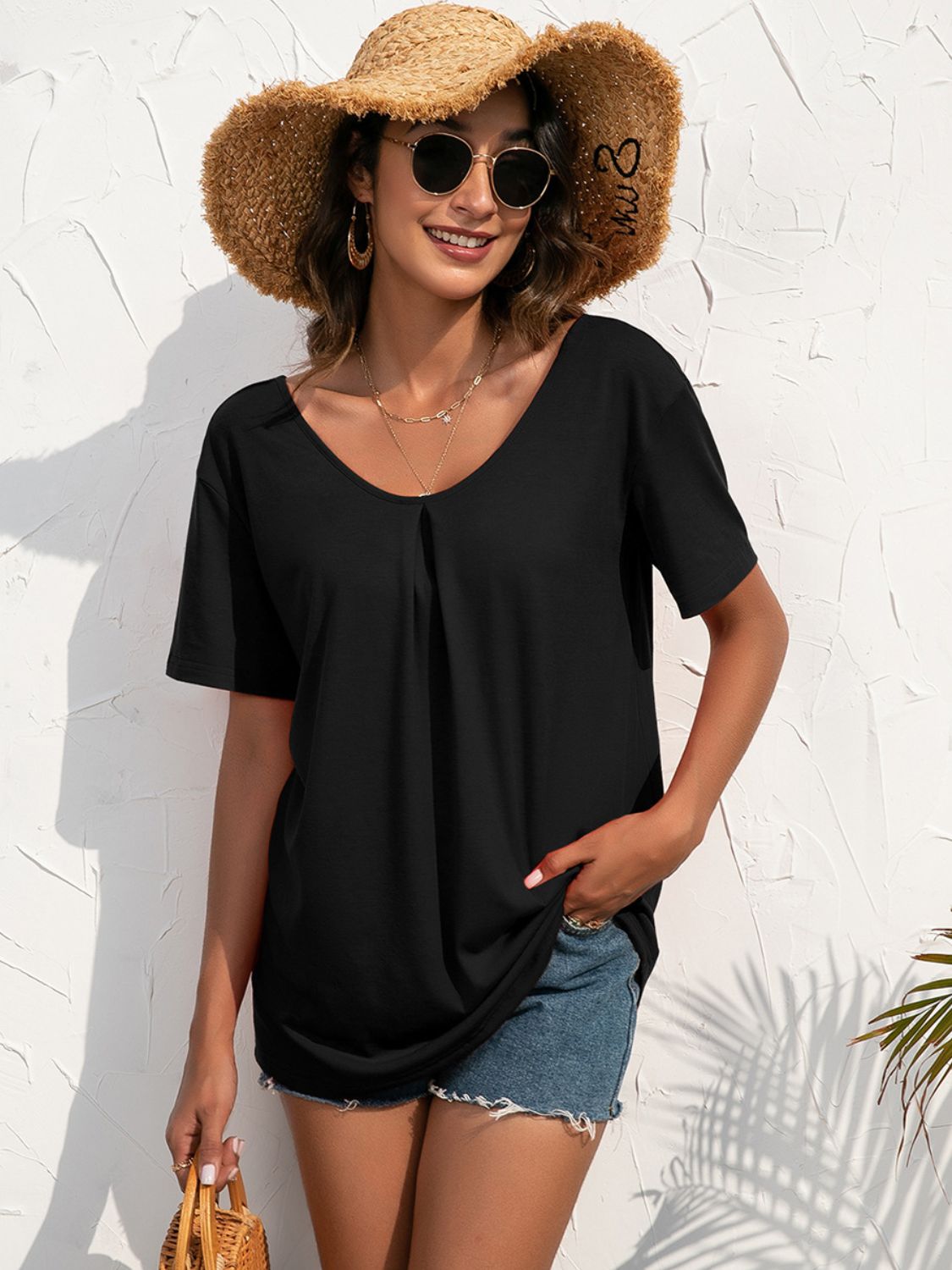 Ivy Lane Lace Trim Short Sleeve Top, view 8