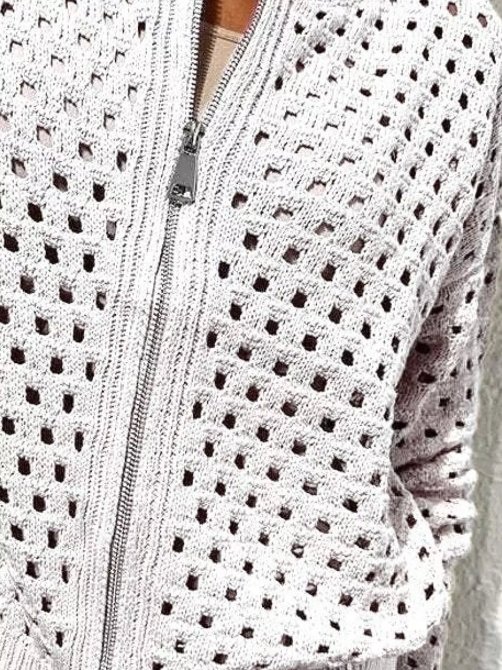 Full Size Crochet Knit Zip-Up Cardigan Plus Size - Lilixa.store