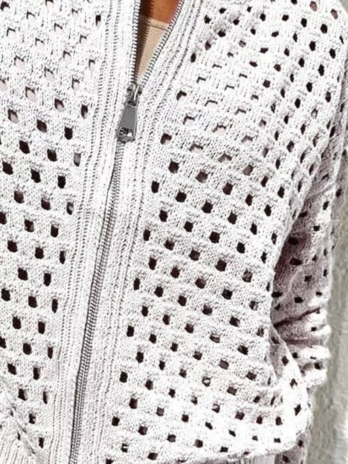 Full Size Crochet Knit Zip-Up Cardigan Plus Size - Lilixa.store