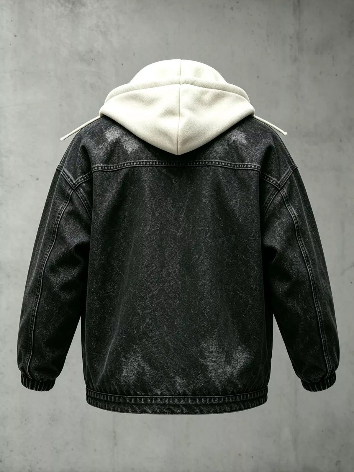 Men's Plus Size Streetwear Washed Snap Down Denim Jacket with Detachable Hood - Lilixa.store