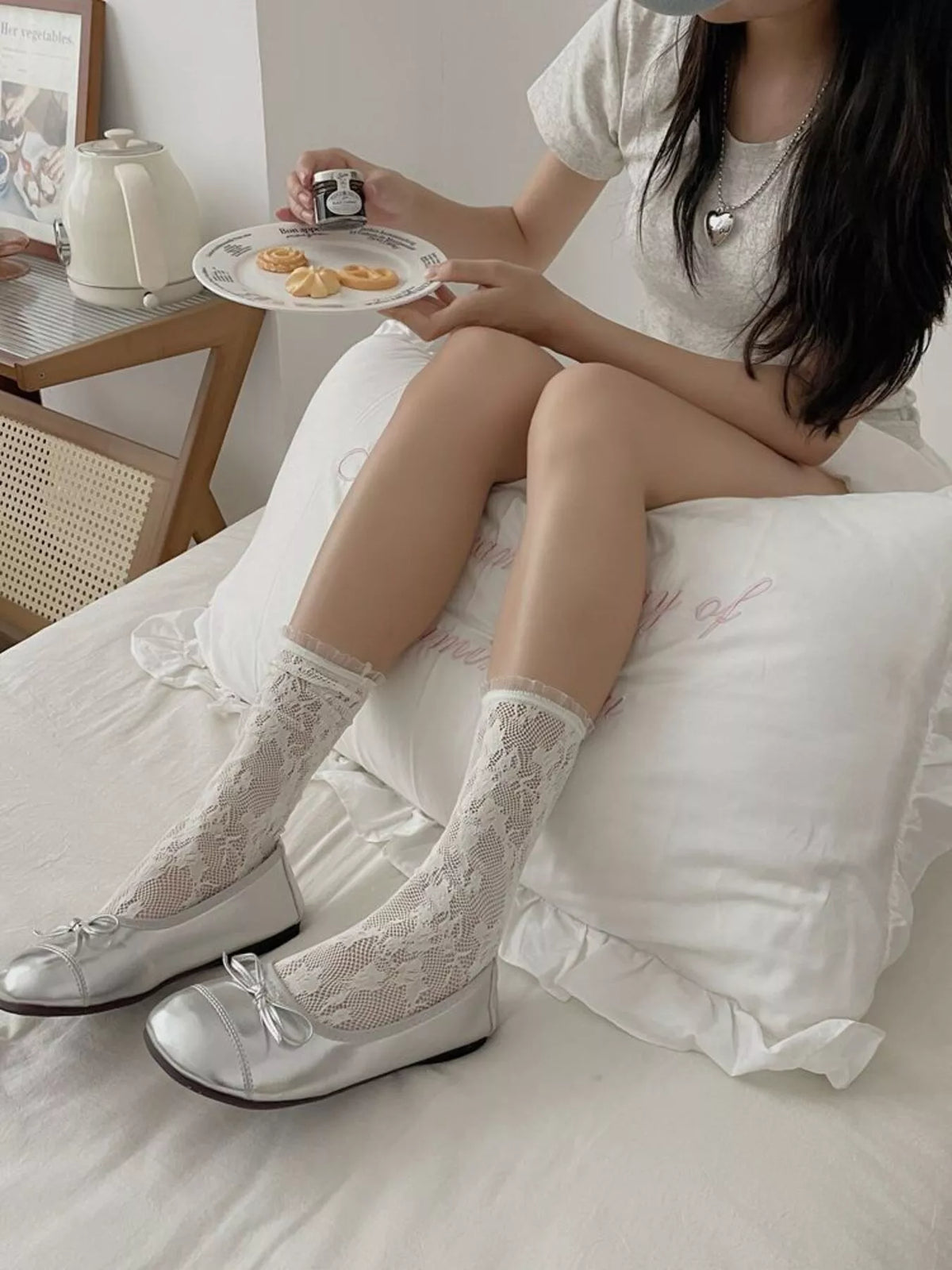 Lace Fishnet Mid-Calf Socks - Lilixa.store