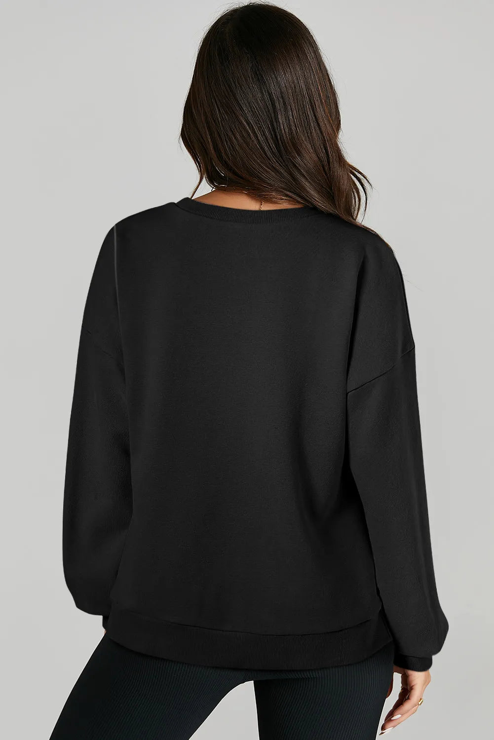 High-Low Round Neck Long Sleeve Sweatshirt - Lilixa.store
