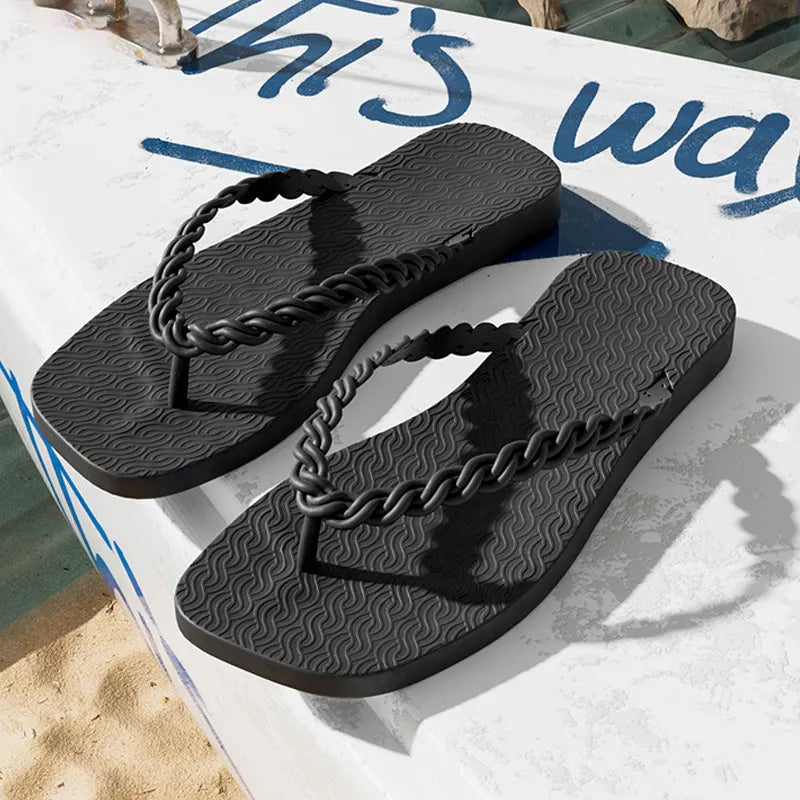 Braided Strap Beach Toe Post Slippers - Lilixa.store