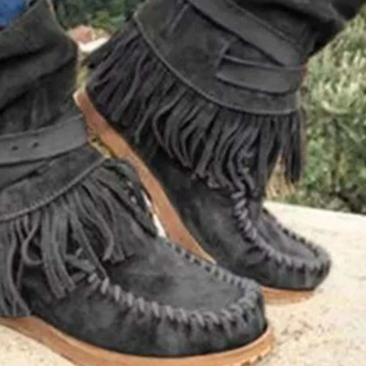 Round Toe Fringe Boots - Lilixa.store