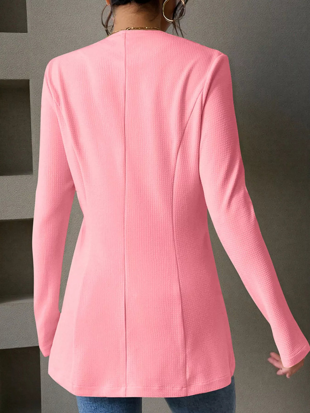 One Button Long Sleeve Blazer - Lilixa.store