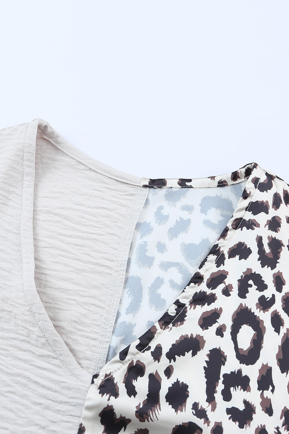 Leopard Color Block V-Neck Blouse - Lilixa.store