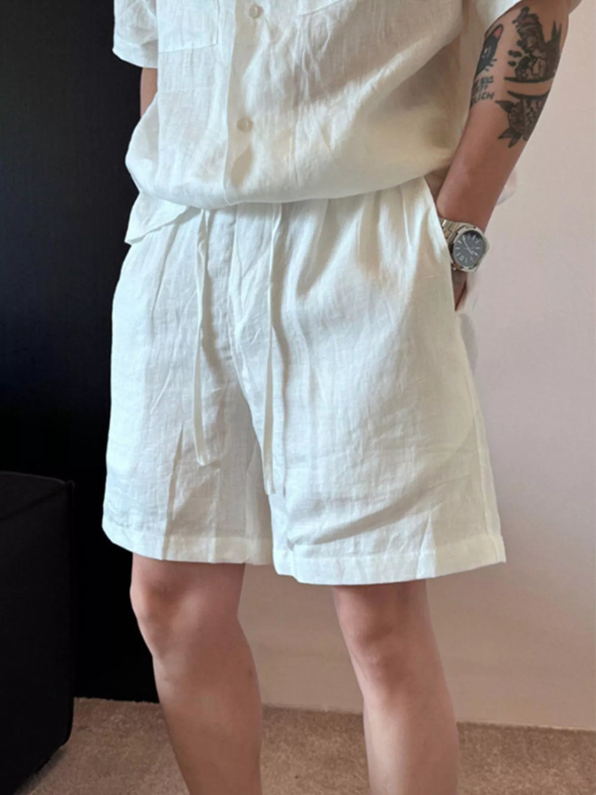 Men's Plus Size Lightweight Linen Blend Shorts - Lilixa.store