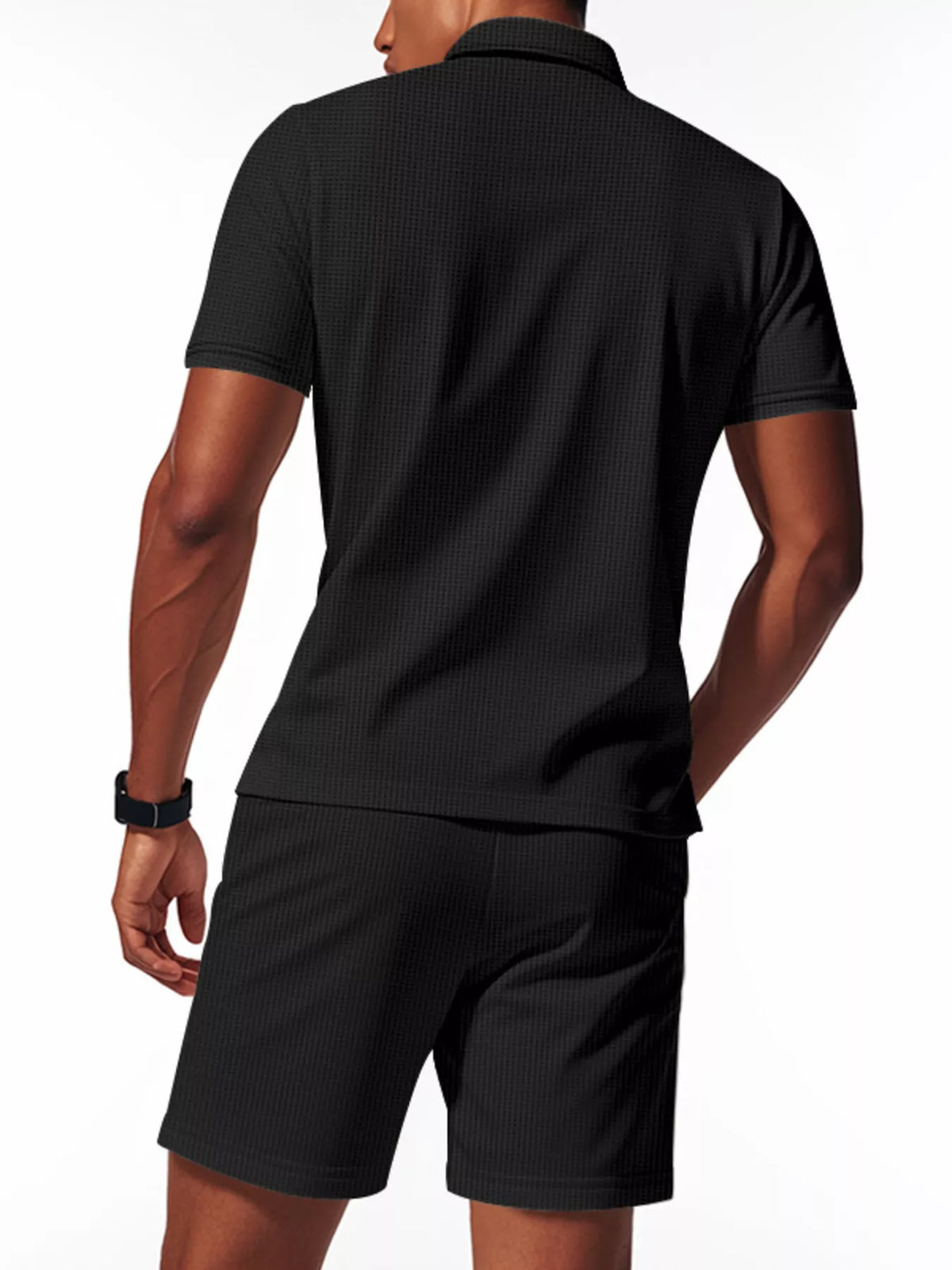 Men's Full Size Casual Short Sleeve Polo and Shorts Set Plus Size - Lilixa.store
