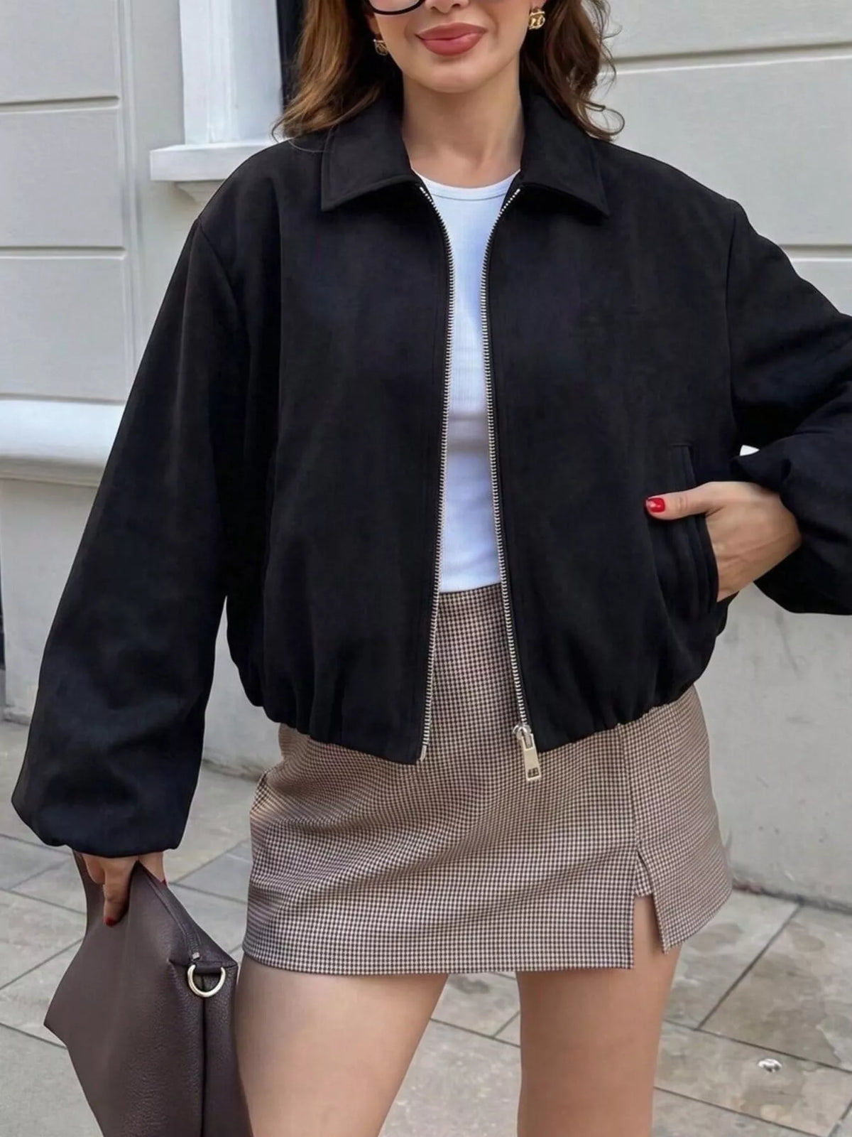 Zip Up Cropped Jacket - Lilixa.store