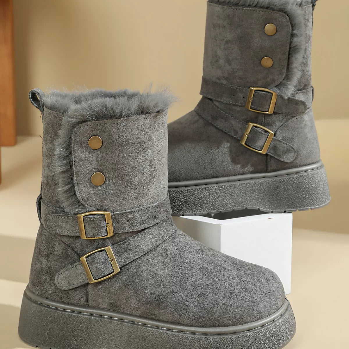 Round Toe Platform Boots - Lilixa.store