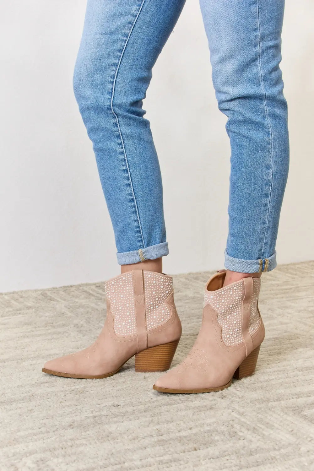 East Lion Corp Rhinestone Ankle Cowgirl Booties - Lilixa.store