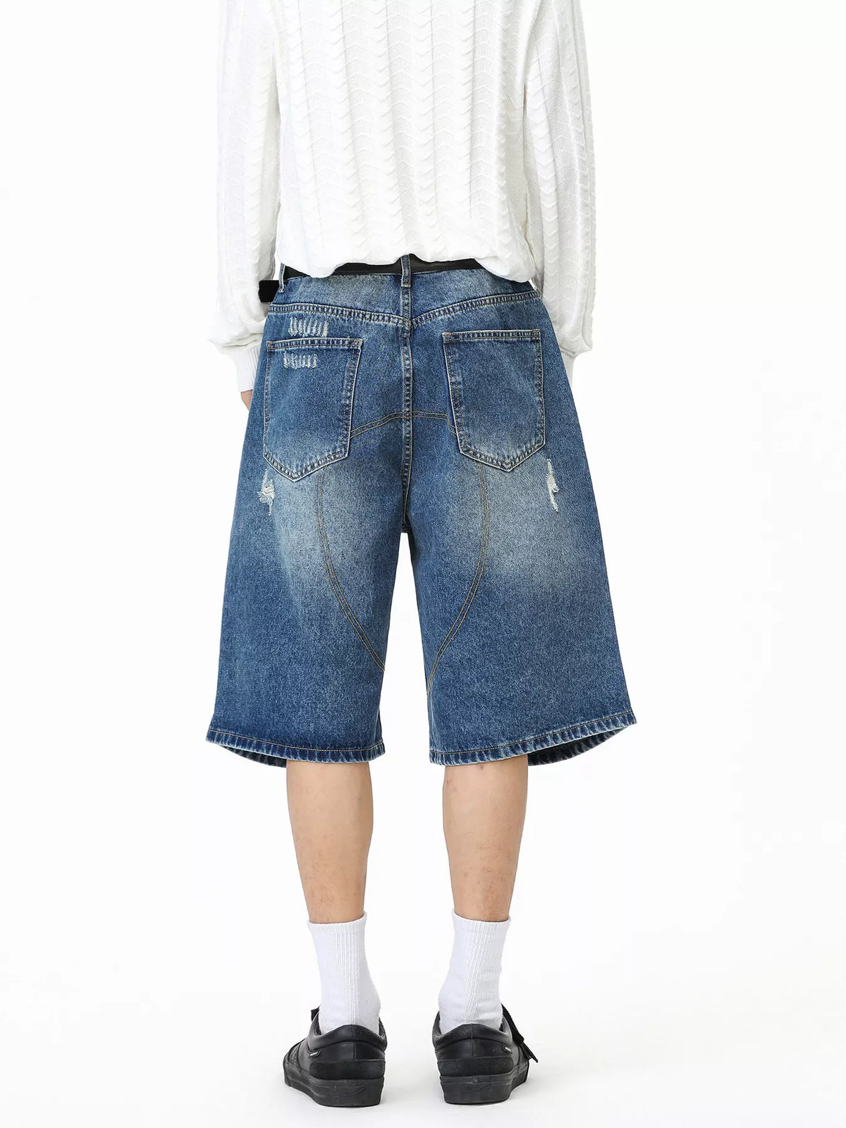Men's Distressed Loose-Fit Denim Shorts - Lilixa.store