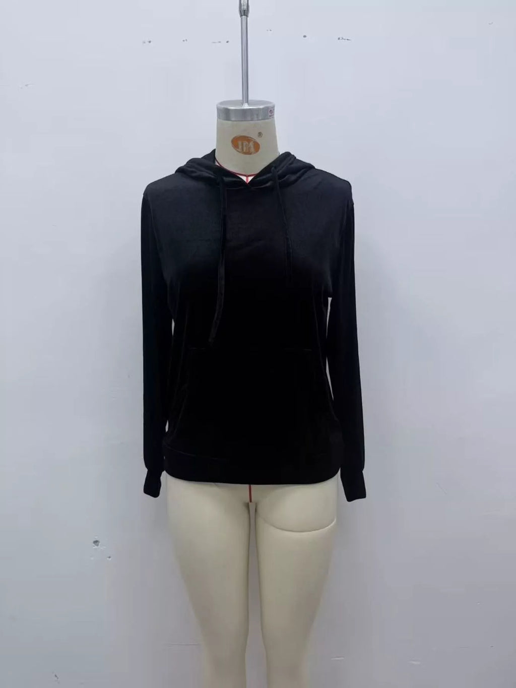 Full Size Velvet Kangaroo Pocket Hoodie Plus Size - Lilixa.store