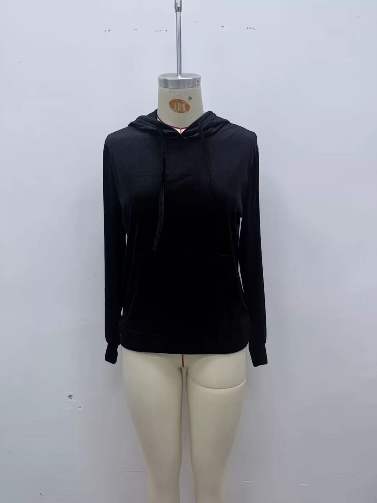 Full Size Velvet Kangaroo Pocket Hoodie Plus Size