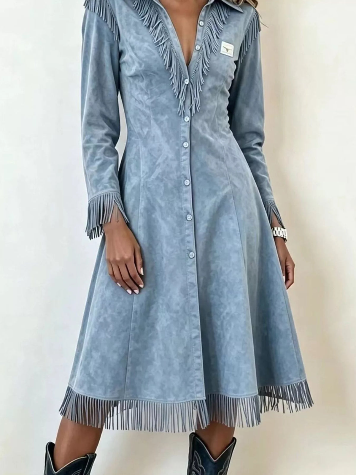 Full Size Fringed Button-Down Outerwear Plus Size - Lilixa.store