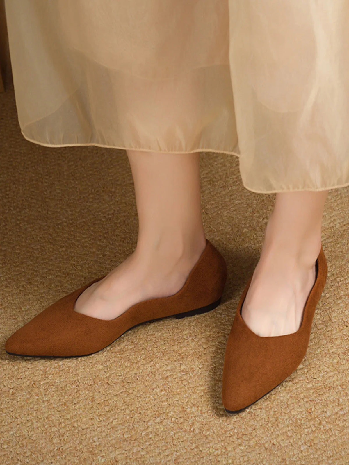 Solid Color Point Toe Slip-Ons, view 4