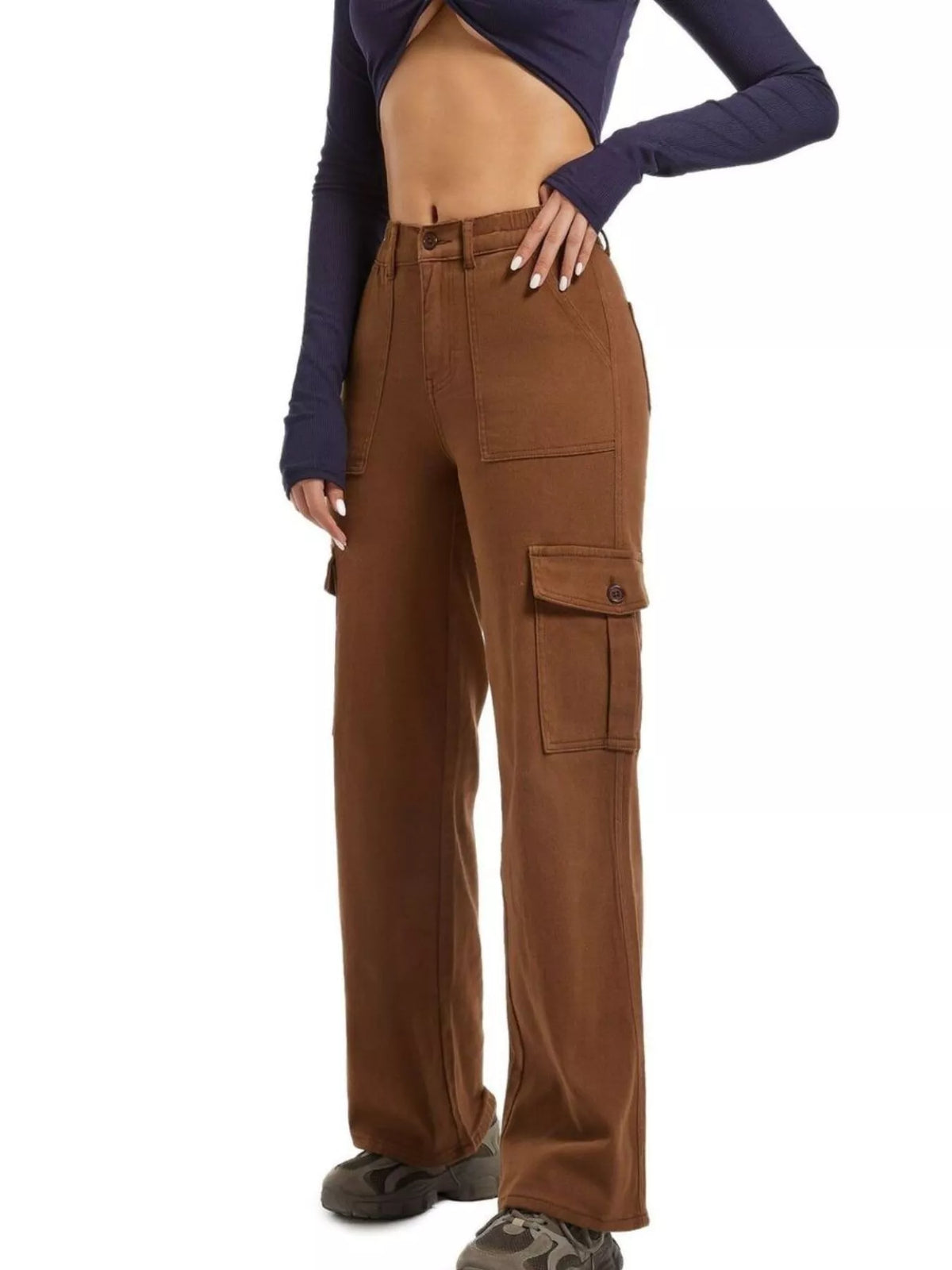 High-Waisted Cargo Jeans - Lilixa.store