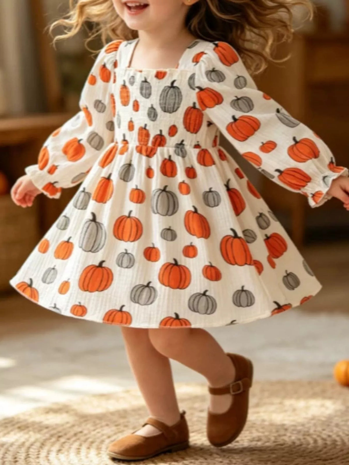 Children's Smocked Halloween Print Dress - Lilixa.store