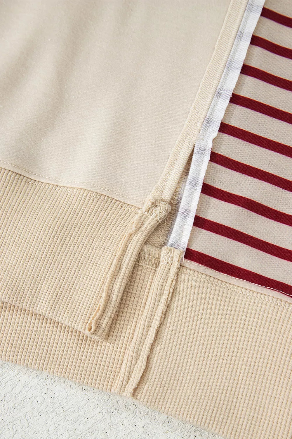 Slit Striped Long Sleeve Sweatshirt - Lilixa.store