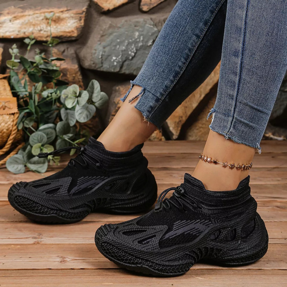Lace Up Round Toe Sneakers - Lilixa.store