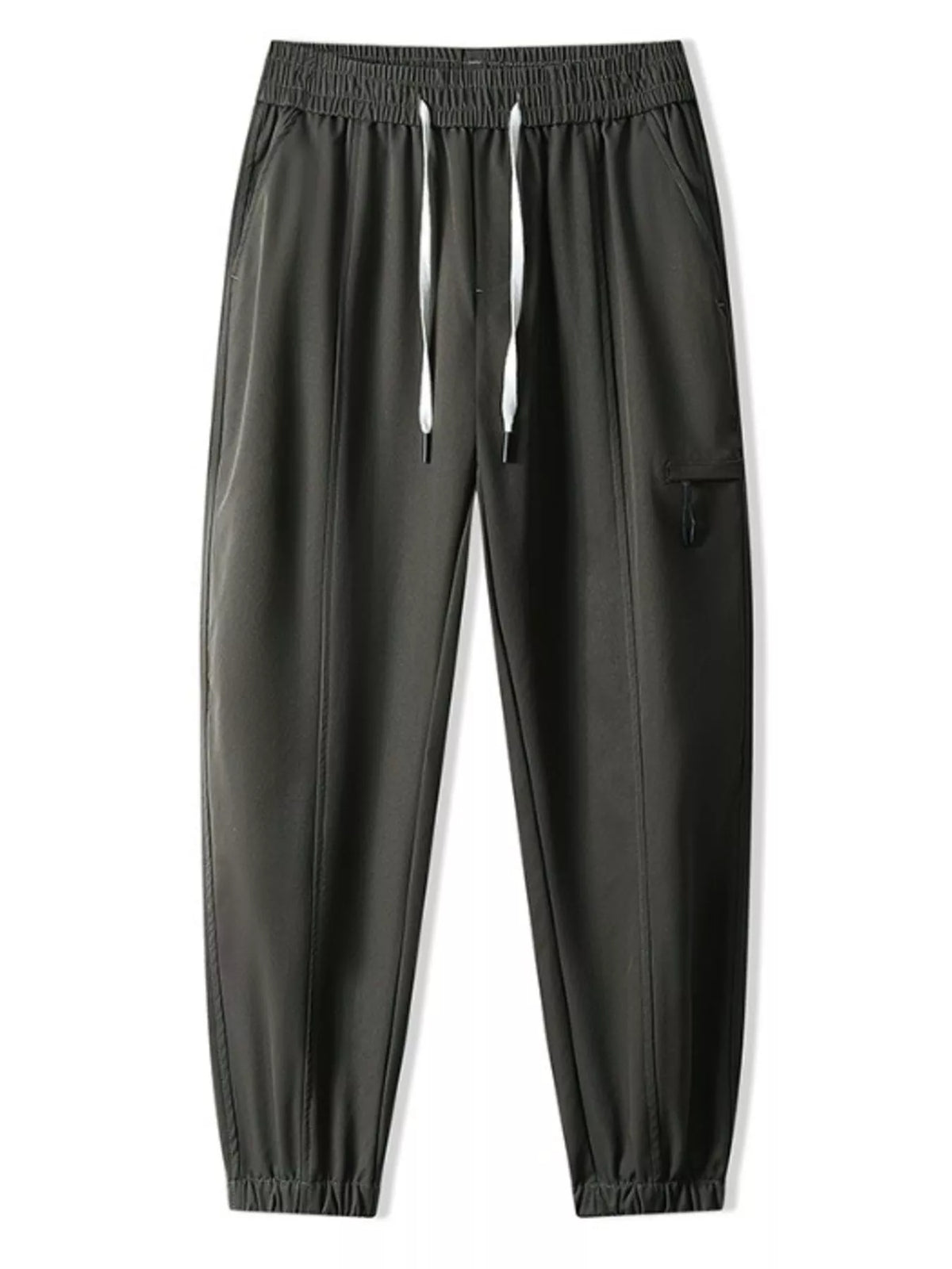 Men's Plus Size Drawstring Wide Leg Joggers in Military Green