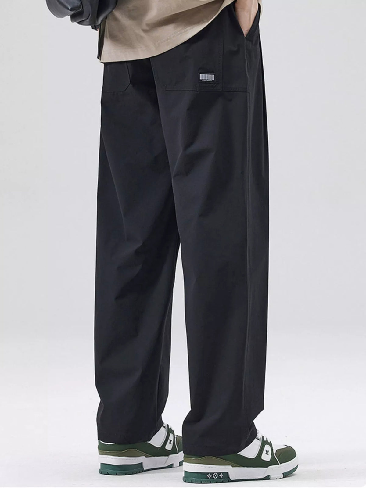 Men's Full Size Basic Style Wide Leg Pants Plus Size in Black
