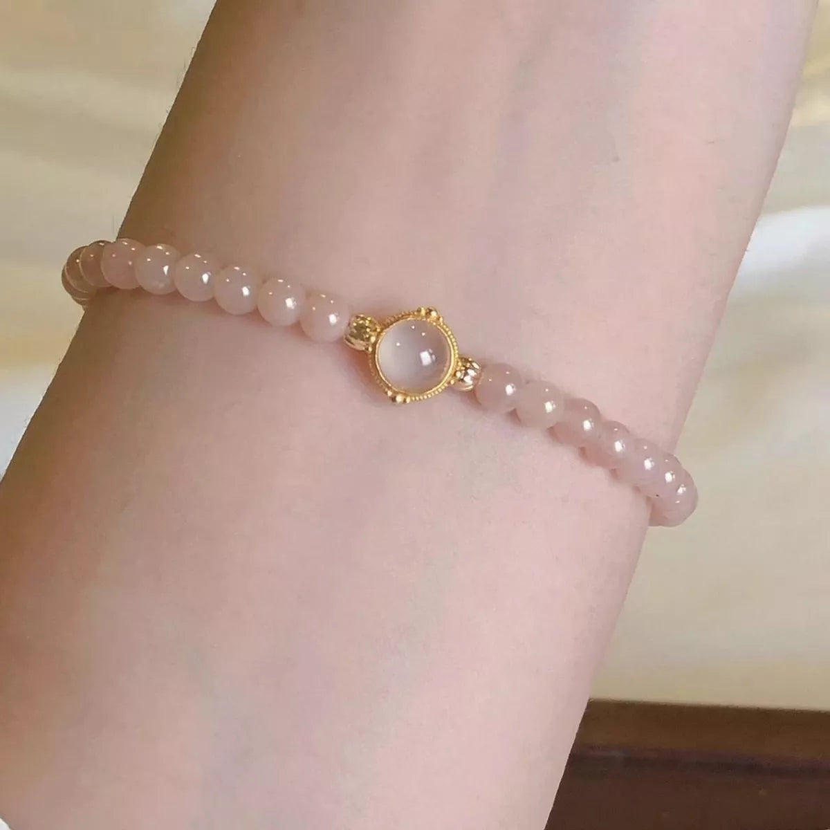 18K Gold-Plated Moonstone Bead Bracelet - Lilixa.store