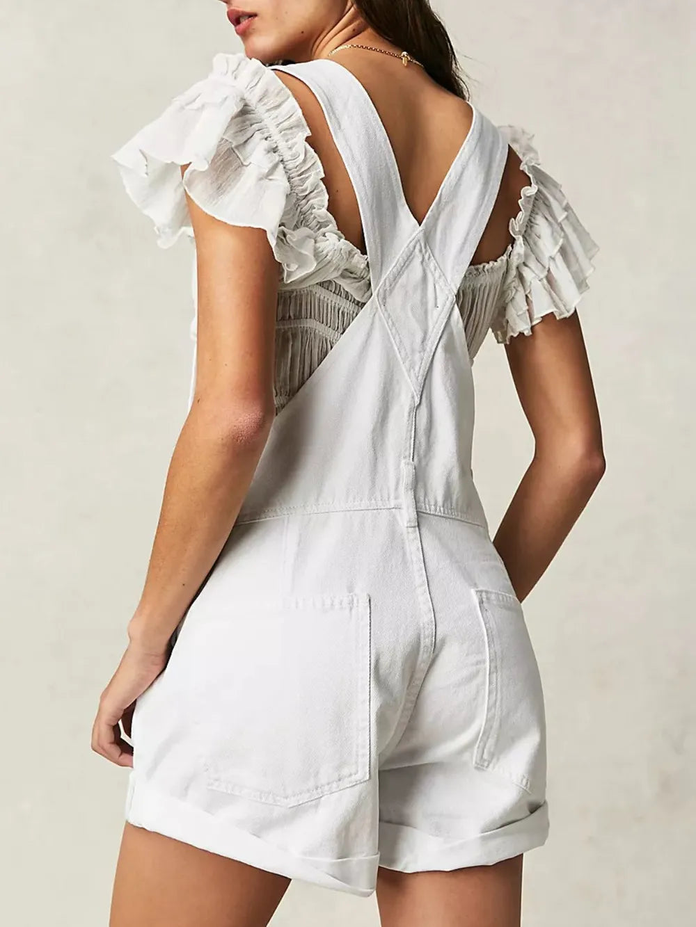 Wide Strap Square Neck Denim Overalls - Lilixa.store