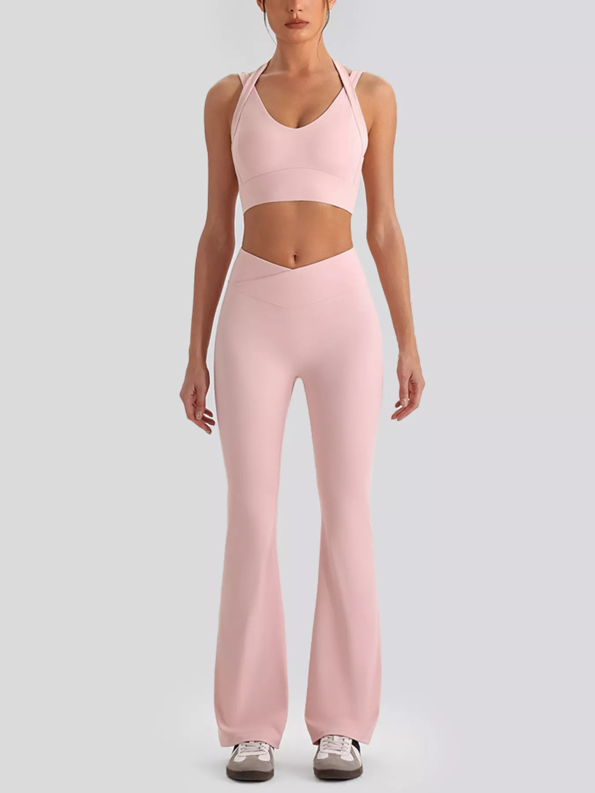 Seamless Criss-Cross V-Neck Tank and Leggings Active Set - Lilixa.store