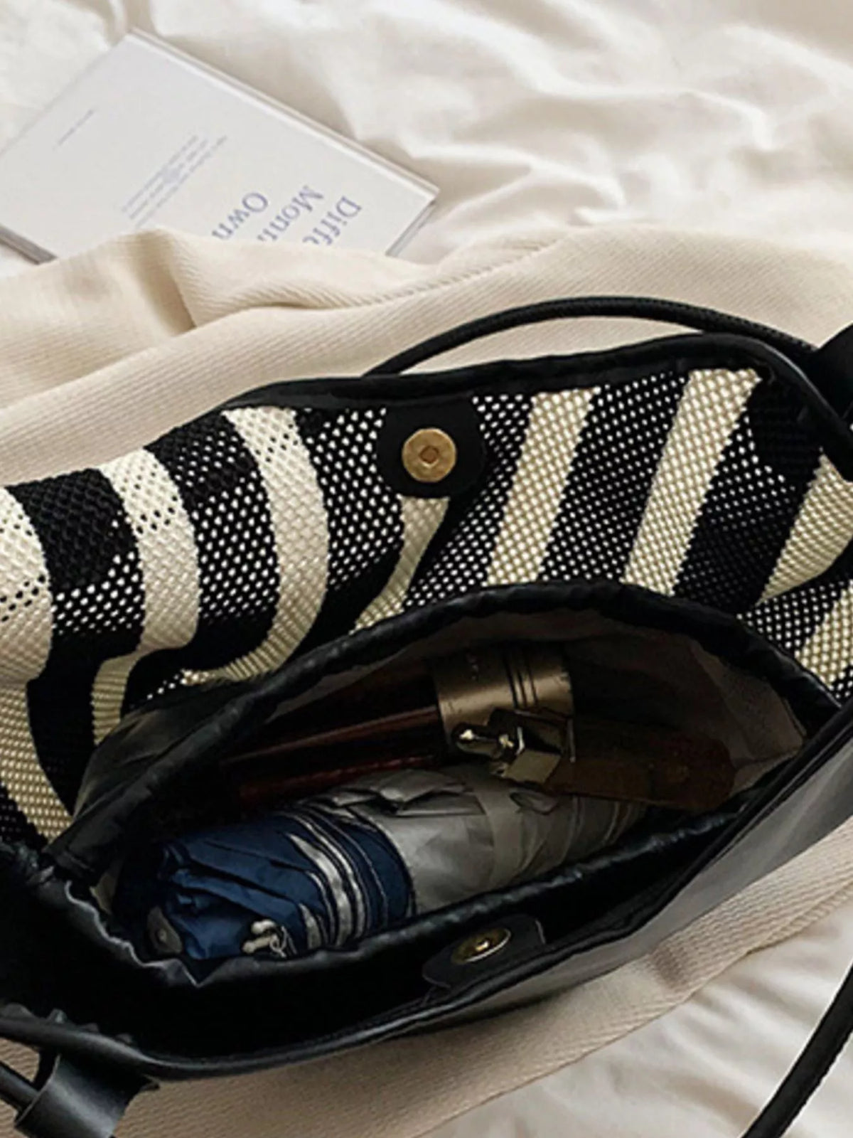 Striped Knit Shoulder Bag - Lilixa.store