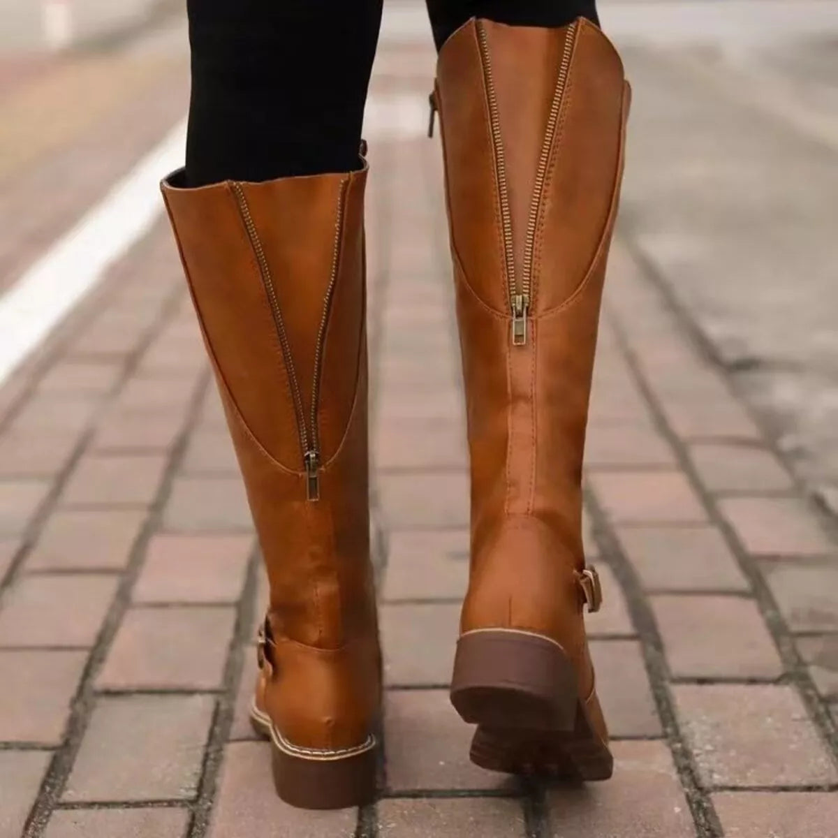 Round Toe Block Heels Boots, view 4