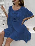 Crochet Trim Ruffled Hem Cover-Up Dress - Lilixa.store