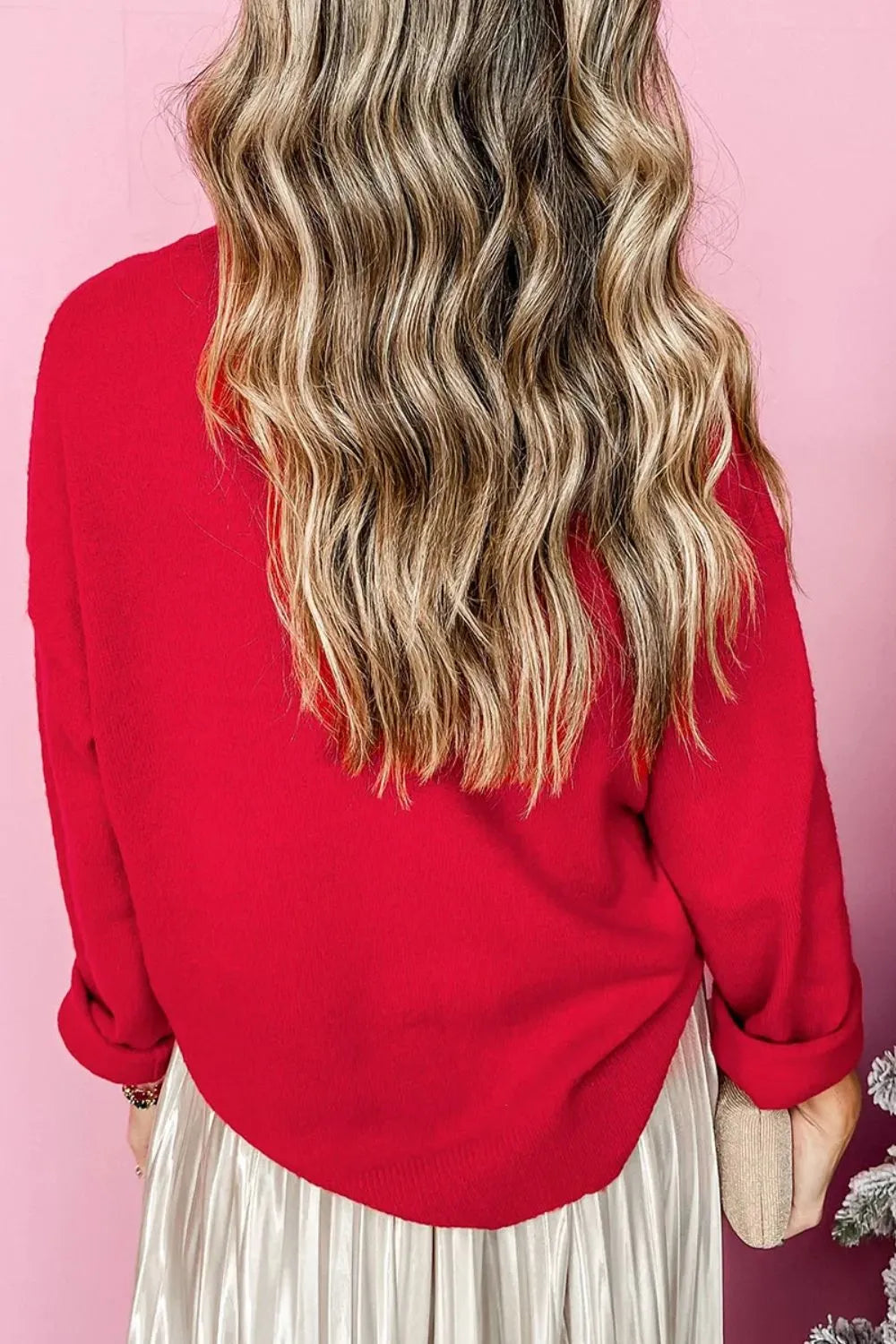MERRY Round Neck Long Sleeve Sweater - Lilixa.store
