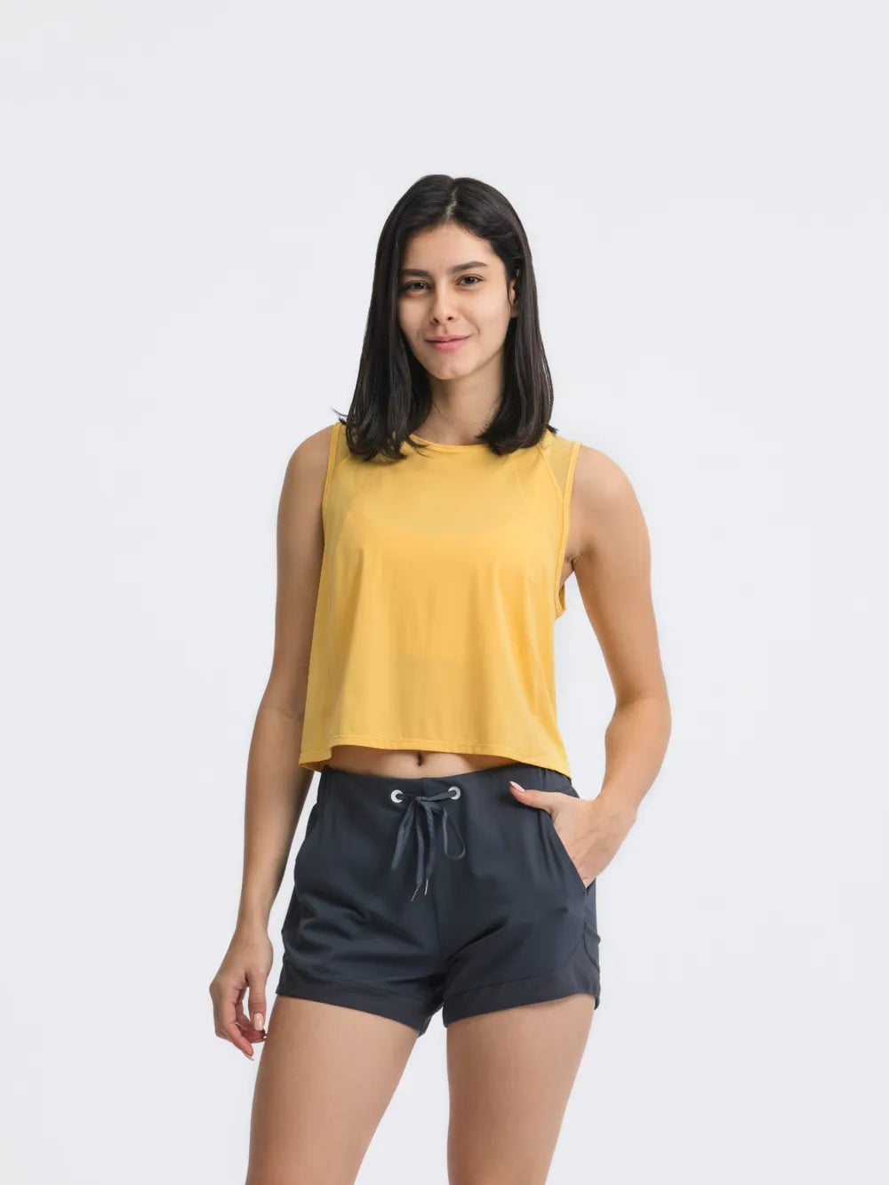 Millennia Round Neck Cropped Active Tank - Lilixa.store