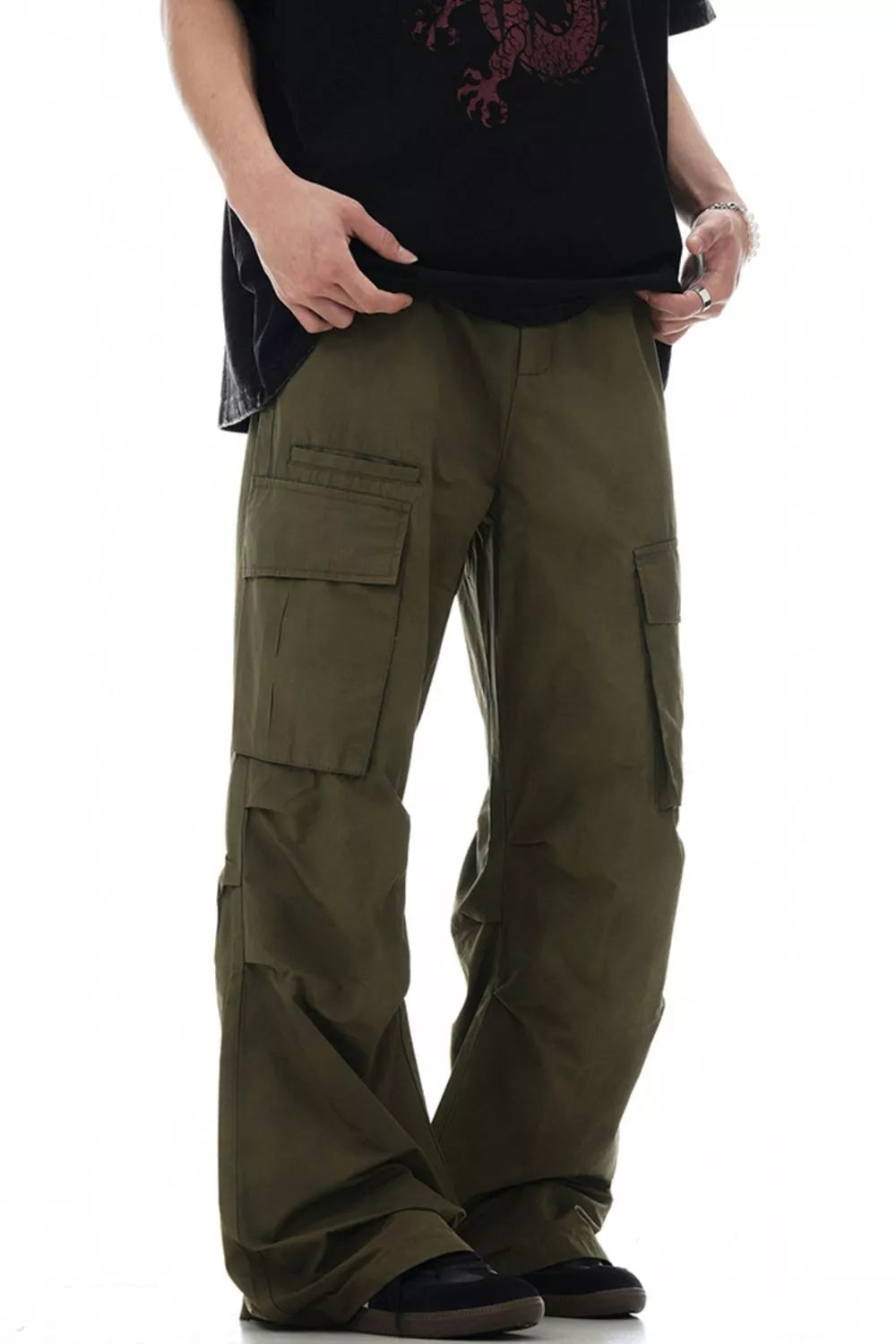 Men's Relaxed Fit Cargo Pants in Light Army Green, view 3