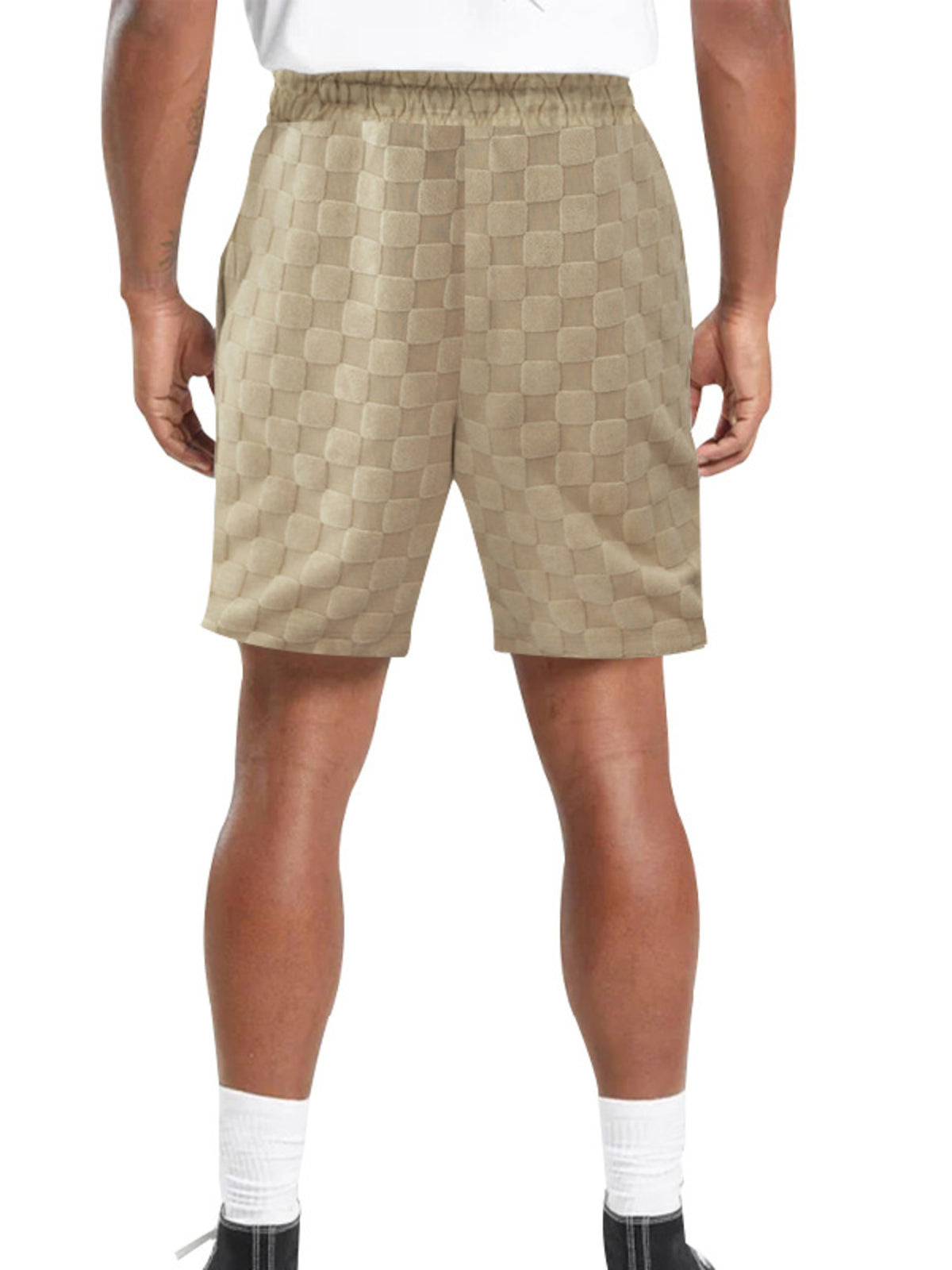 Men's Full Size Textured Checkered Casual Shorts Plus Size, view 2