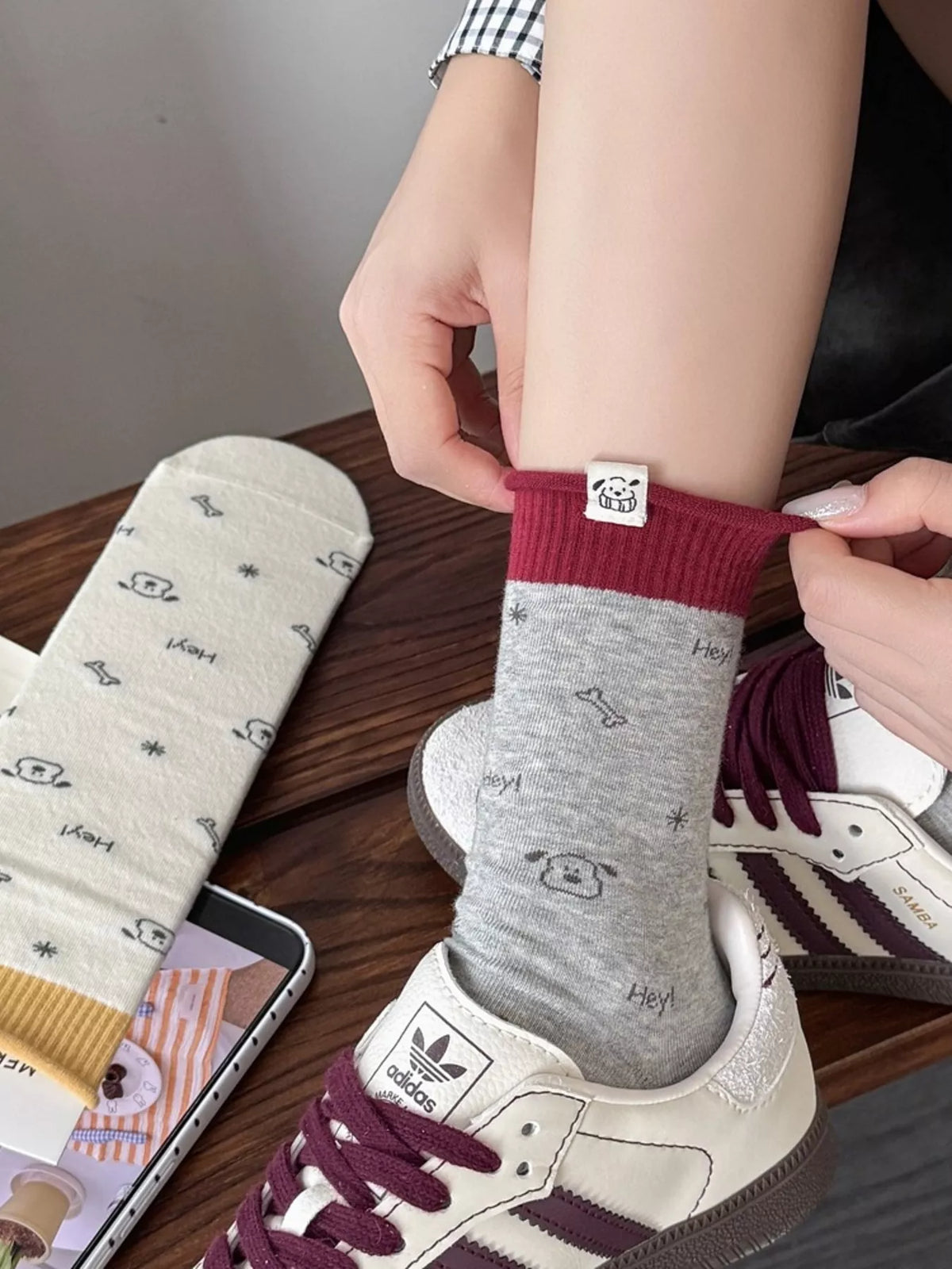 Cartoon Print Cotton Crew Socks - Lilixa.store