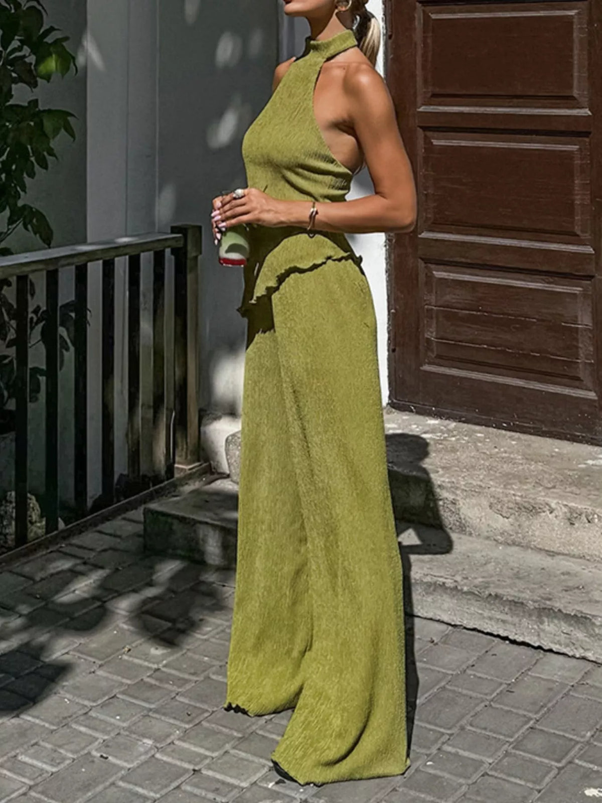 Sleeveless Top and Wide-Leg Pants Two-Piece Set, view 2