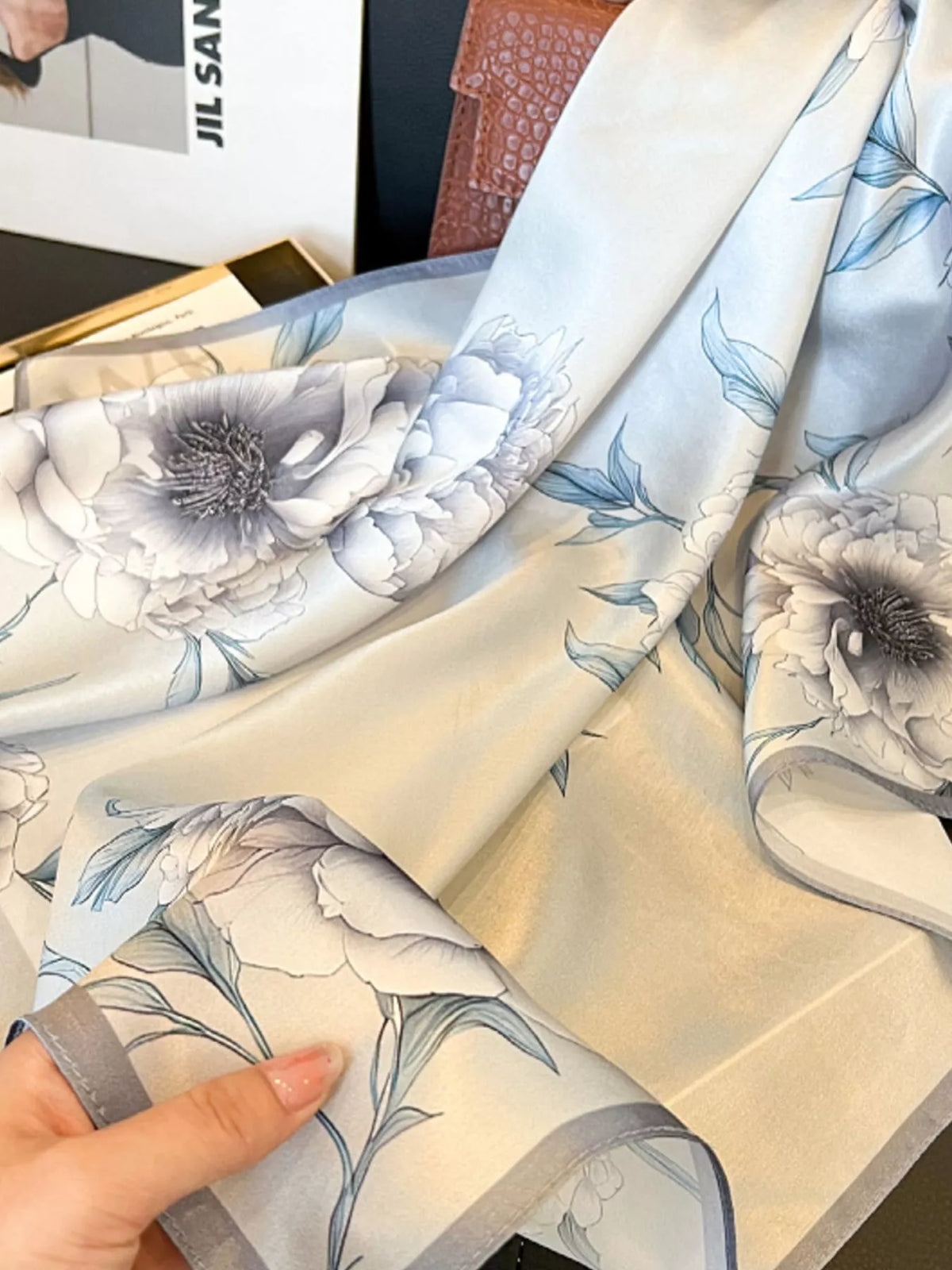 Floral Print Silk Square Scarf - Lilixa.store