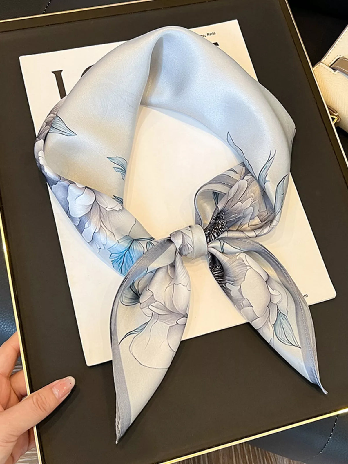 Floral Print Silk Square Scarf - Lilixa.store