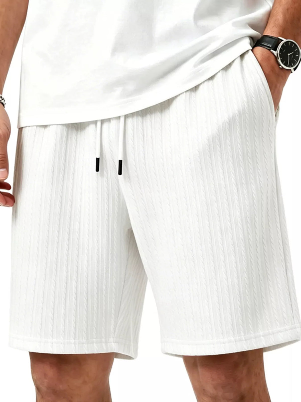 Men's Full Size Casual Texture Drawstring Shorts Plus Size - Lilixa.store