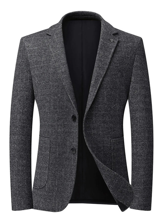 Men's Single-Breasted Tweed Blazer in Dark Gray